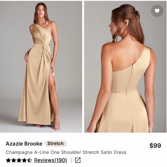 Azazie Dresses & Skirts - Azazie Brooke Satin Stretch in Champagne
